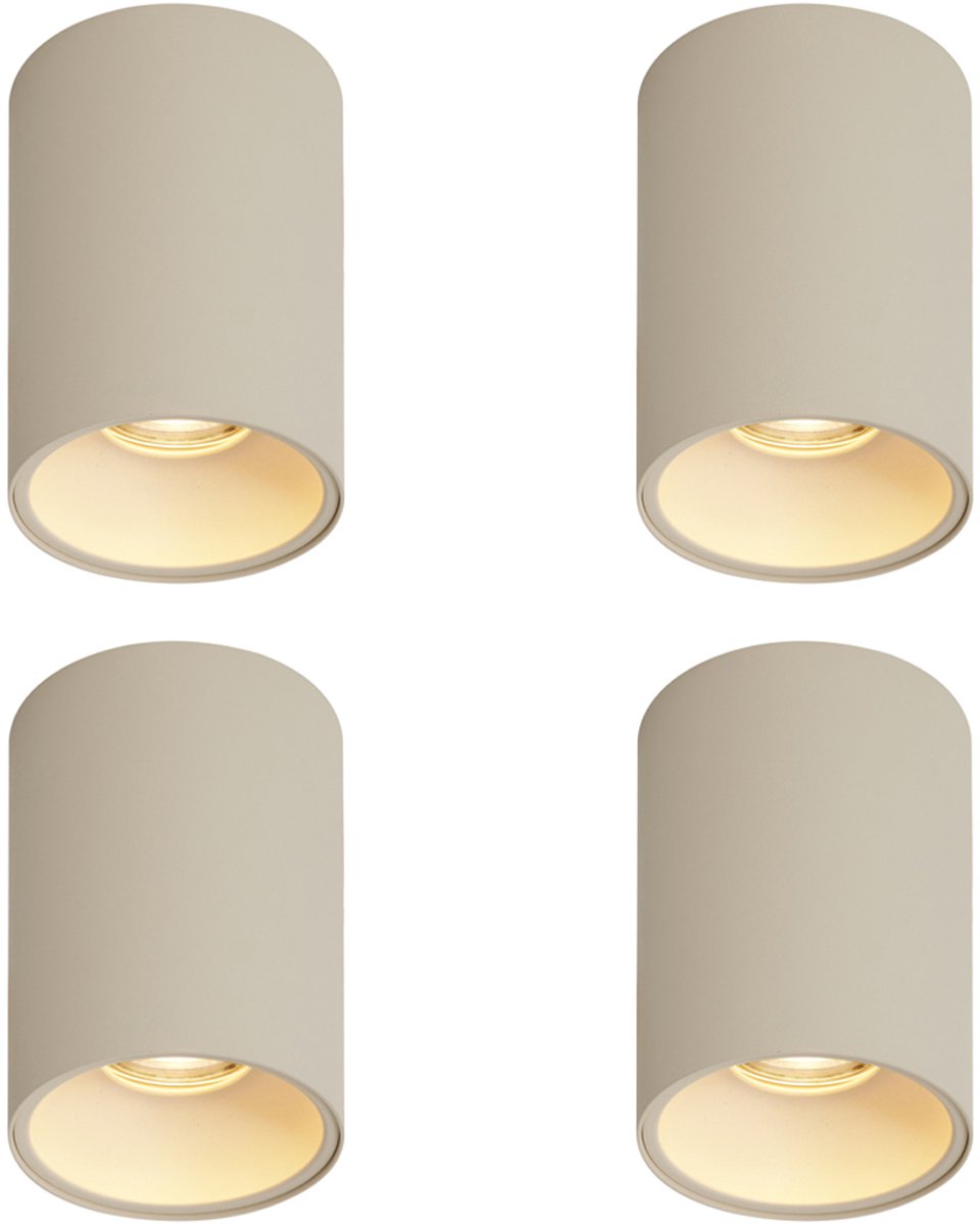 Qazqa spot - 108436 - beige , max. 10W, geschikt voor led, 10cm, ideaal als keuken en woonkamer lamp, in set van 4.