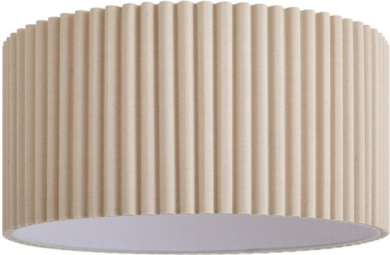 Abat-jour beige à plis verticaux et bord ondulé, Ø 50 cm.