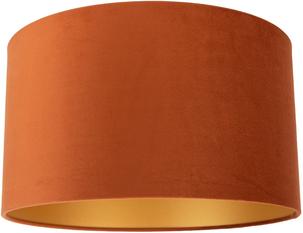 Qazqa moderne Lampenkap - Cilinder Oranje Goud - oranje, rond, supports-e27, diameter 30 centimeter