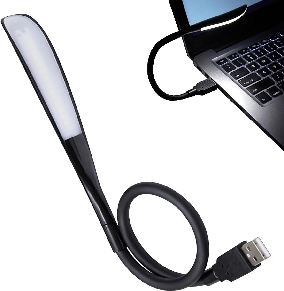 USB-Lamp - Zwart - 40 cm - Dimbaar met Flexibele Zwanenhals - Voor Laptop en Bureau