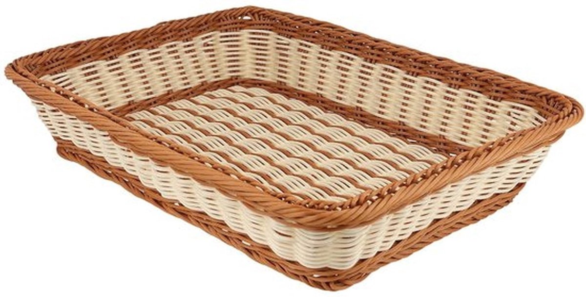 Broodmand Set van 3 - Rechthoekig 40 x 30 x 8 cm - Kunststof - Stapelbaar - Makkelijk te reinigen - Decoratief design - Serveermand