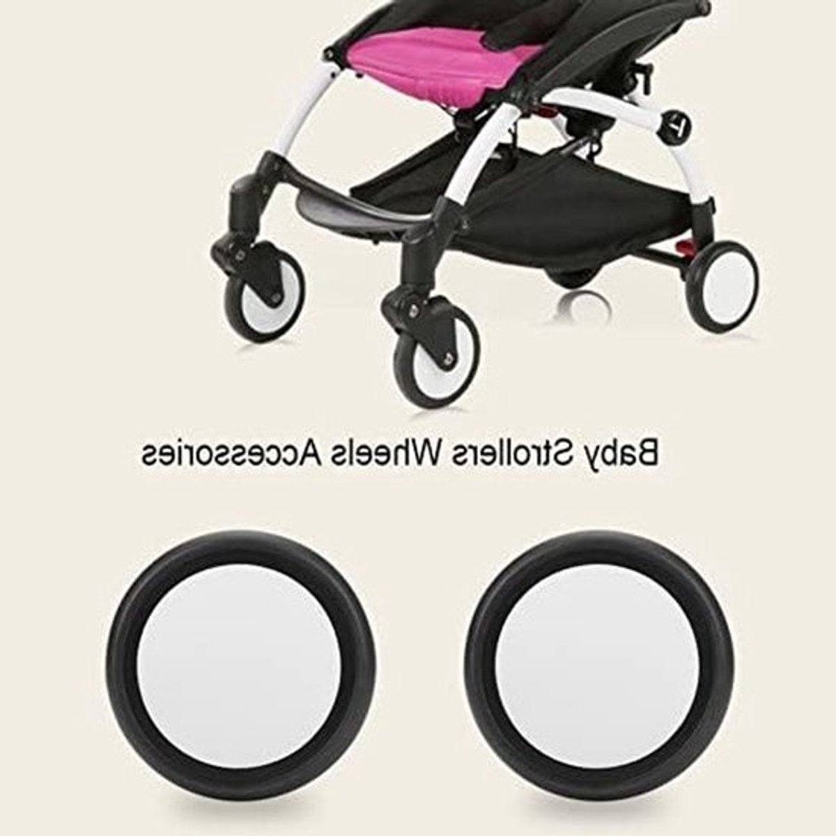 Vervangende Rubber Wielen voor Kinderwagens, Accessoires voor Buggy's en Pushchairs met Gereedschap (Achterwielen)