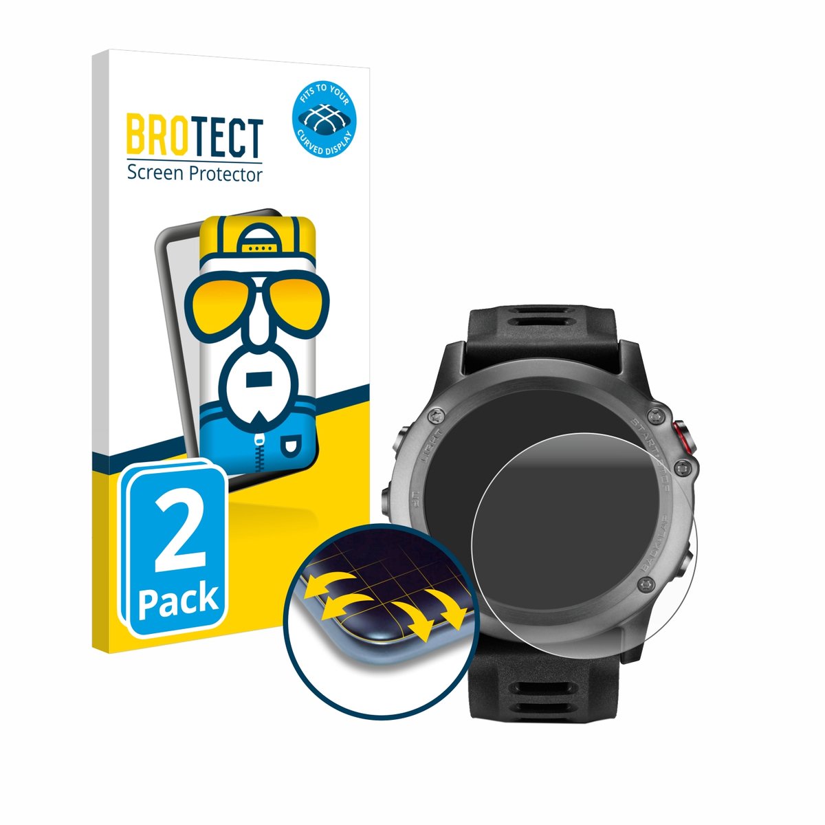 BROTECT - Screenprotector voor Garmin Fenix 3 HR - Folie Beschermfolie transparant volledig dekking - 2 Stuks