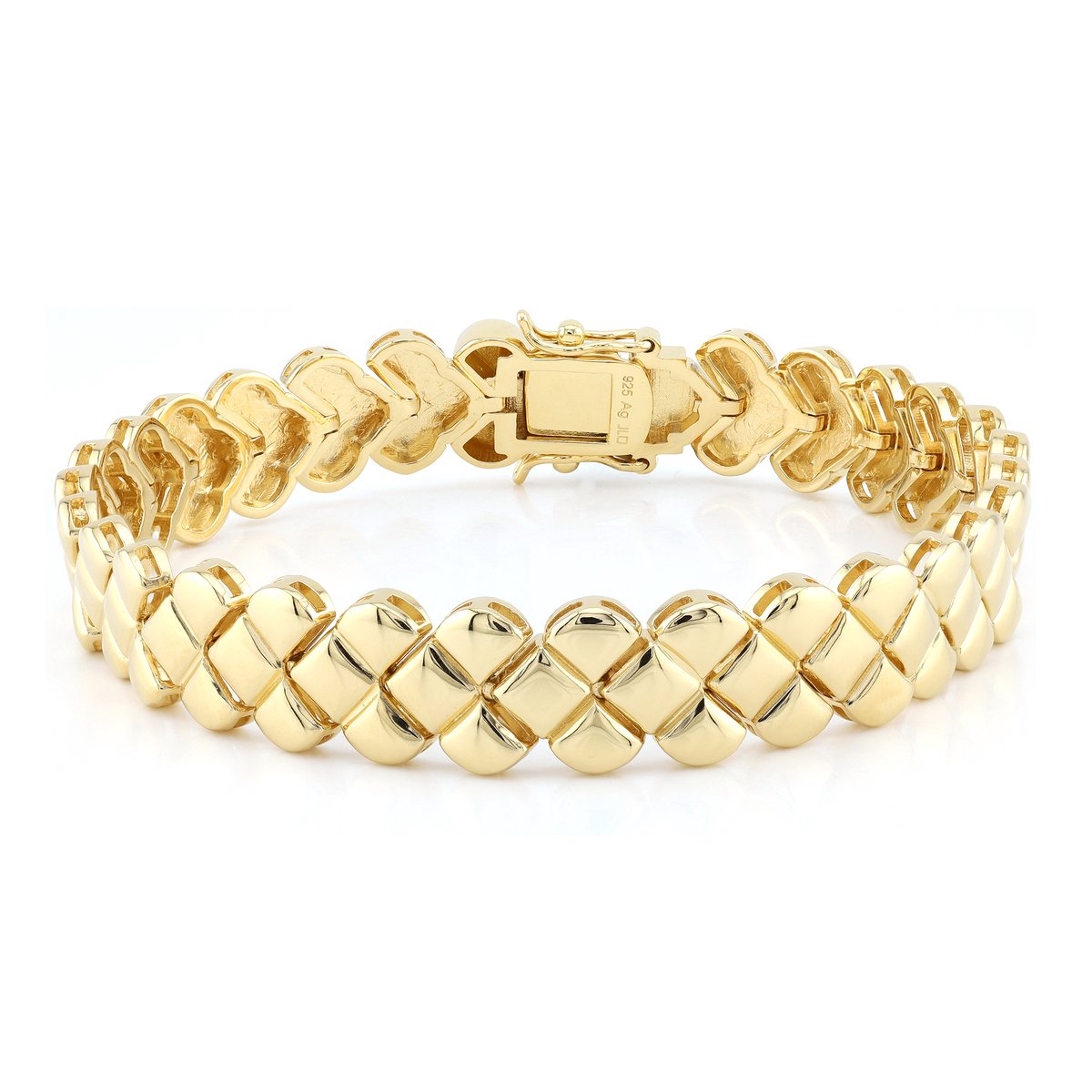 Cavill - 925 Sterlingzilver Armband - Zilver Verguld - Stijlvolle Dames Armband met Klapsluiting - Modern & Elegant Design - Lengte 18,4 cm