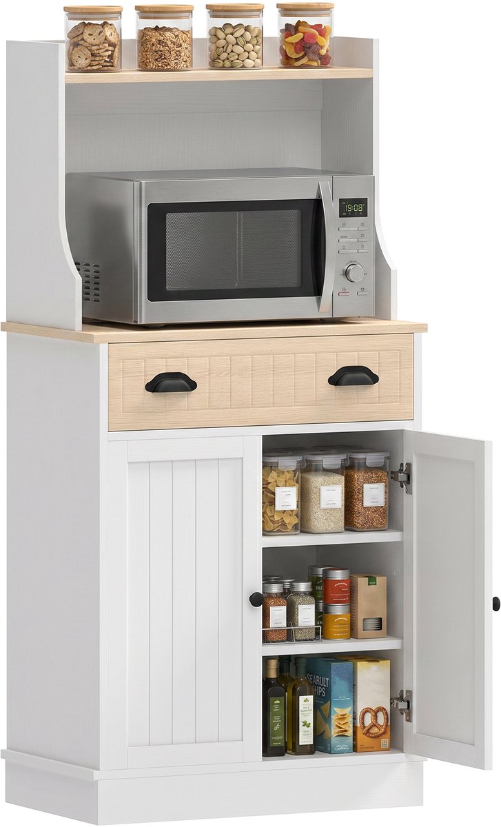 HOMCOM Magnetronkast - MDF - 61x35x125,4cm - Eikenhout