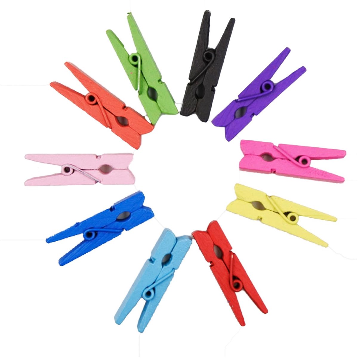 Solidchoice - 100 Stuks Kleurige Houten Mini Clips - Voor Creatieve Projecten