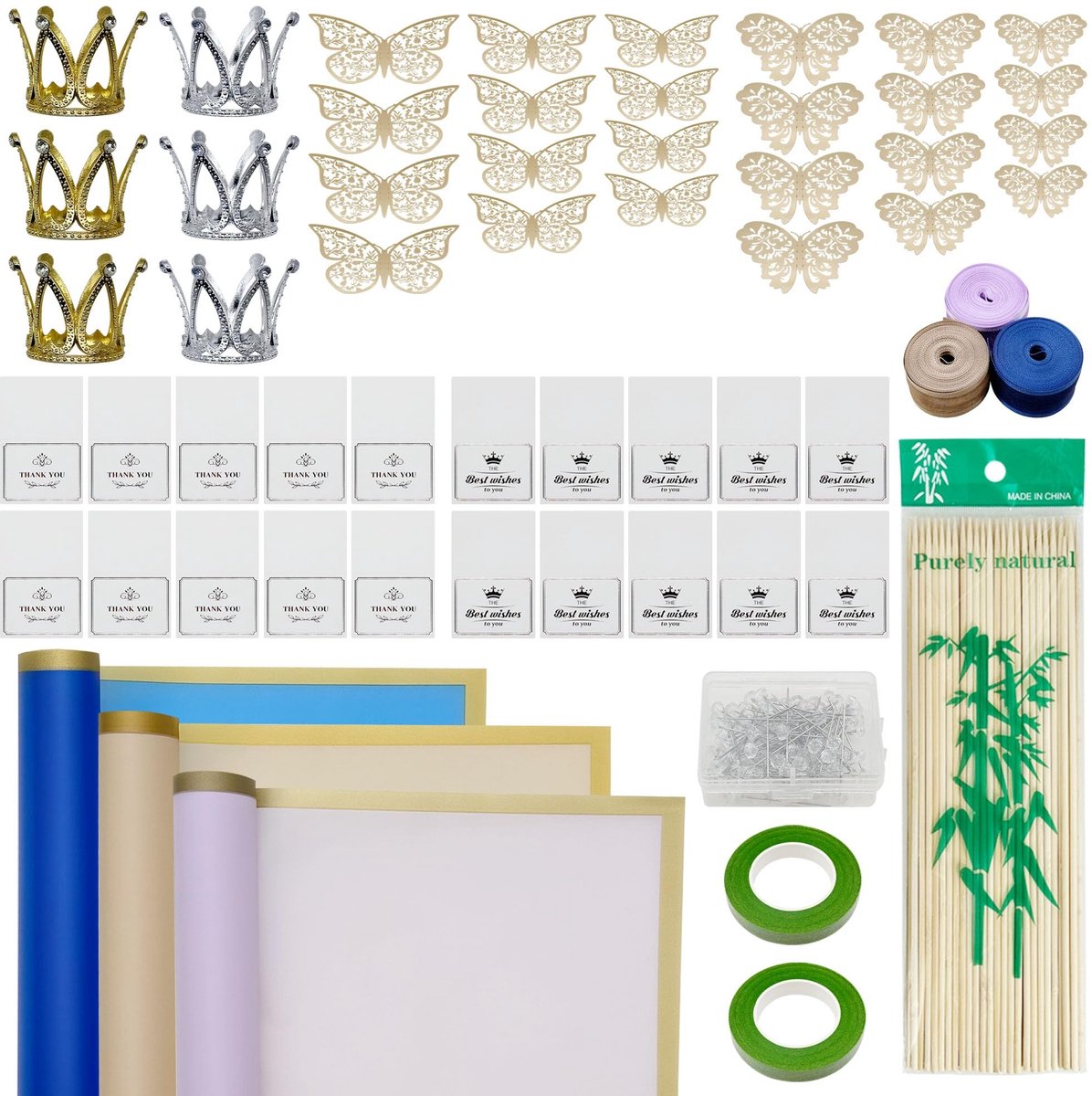 Solidchoice - Waterdichte Bloemen Verpakkingspapier Set met Decoraties