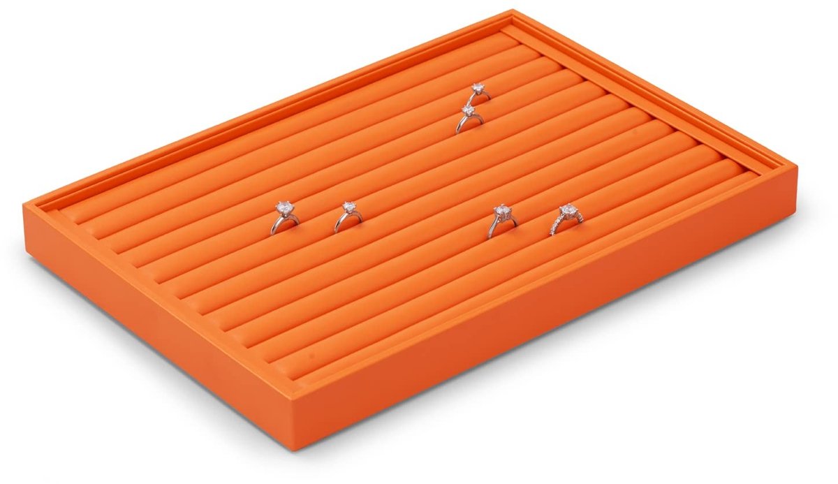 Solidchoice - Stapelbare Lederen Sieraden Tablet voor Oorbellen en Ringen, 35x24x3cm