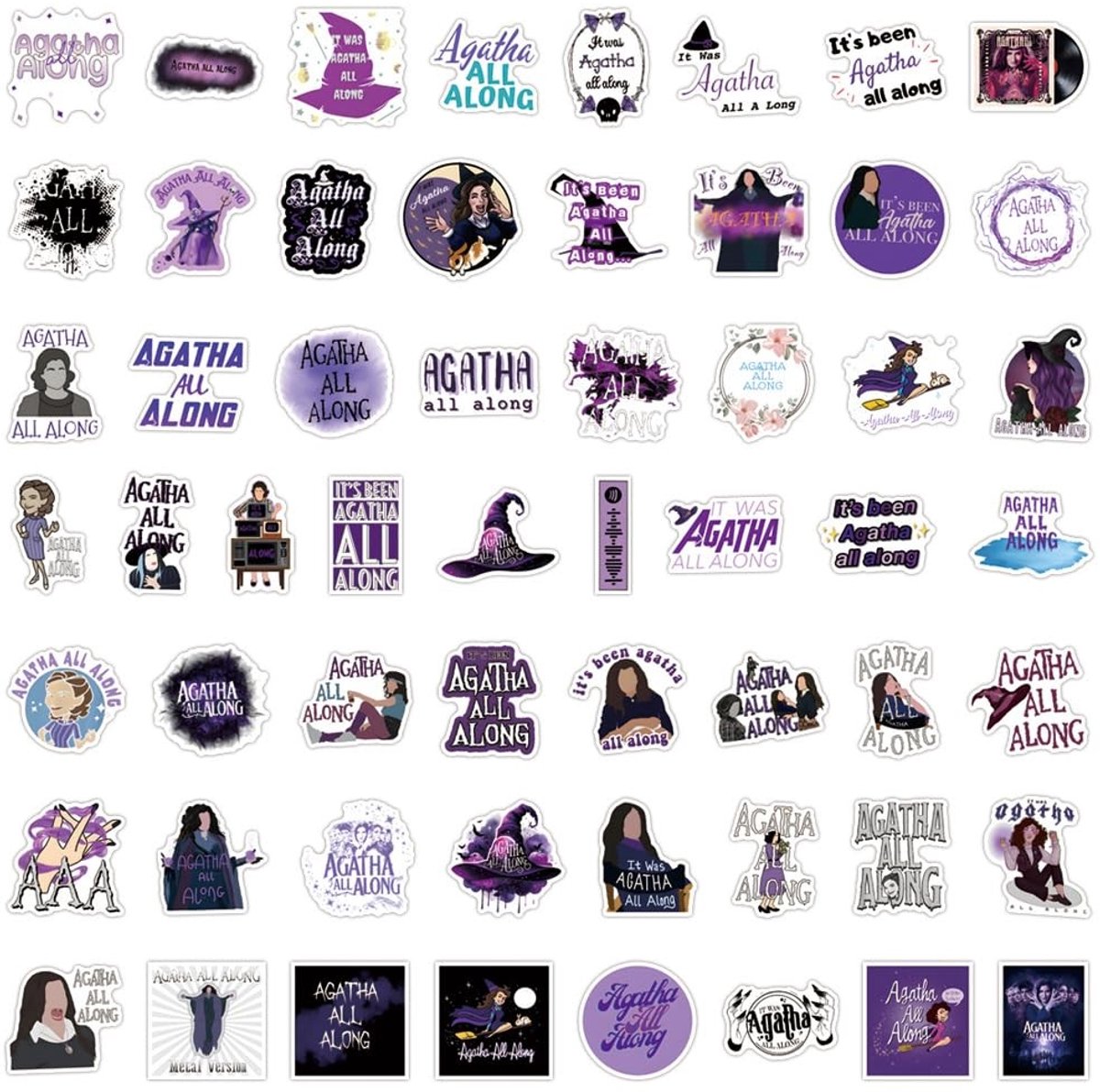 Solidchoice - Set van 55 Agatha All Along Stickers voor Laptop en Skateboard
