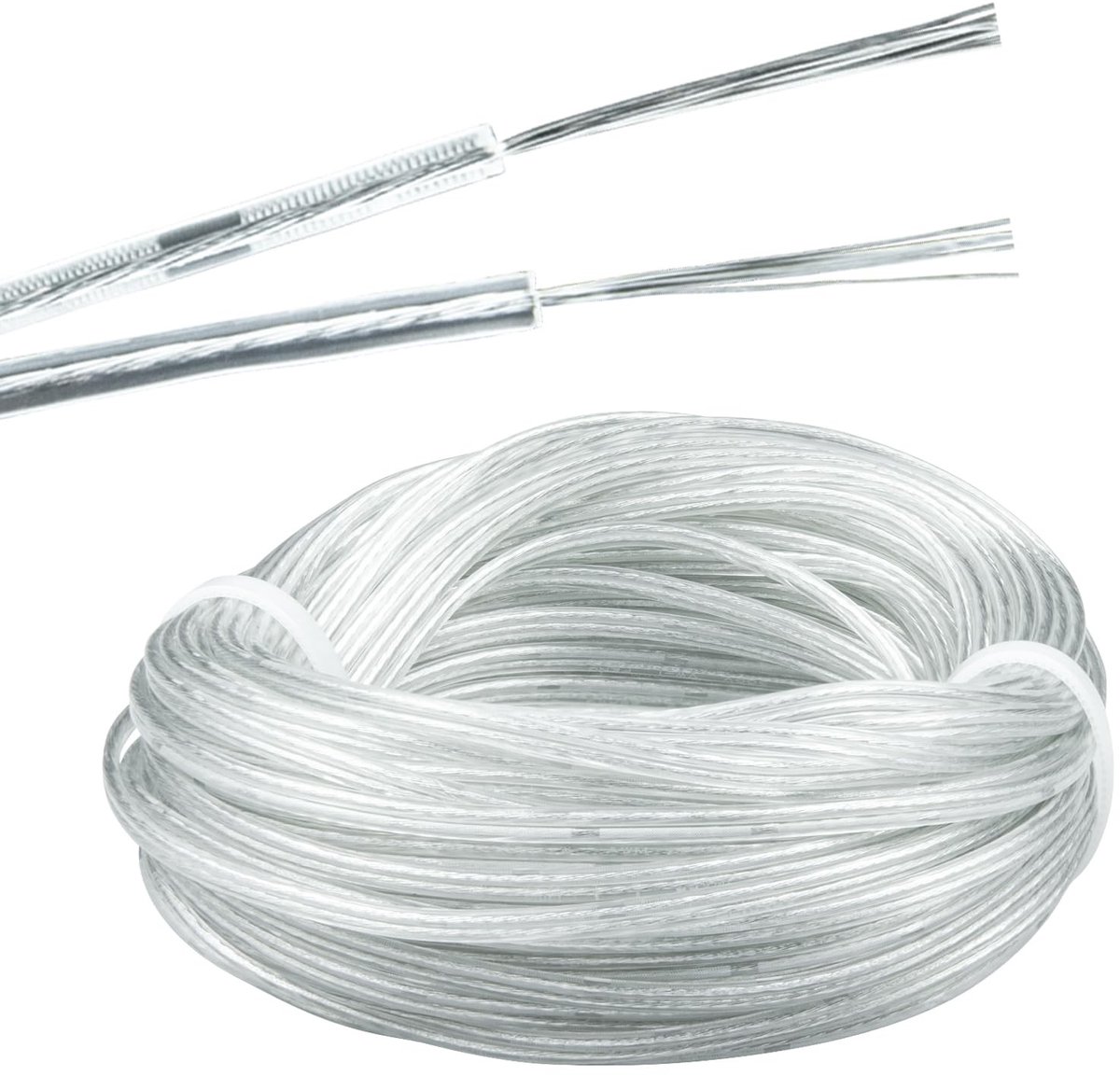 Solidchoice - Transparante Tweedraads Kabel 15 meter