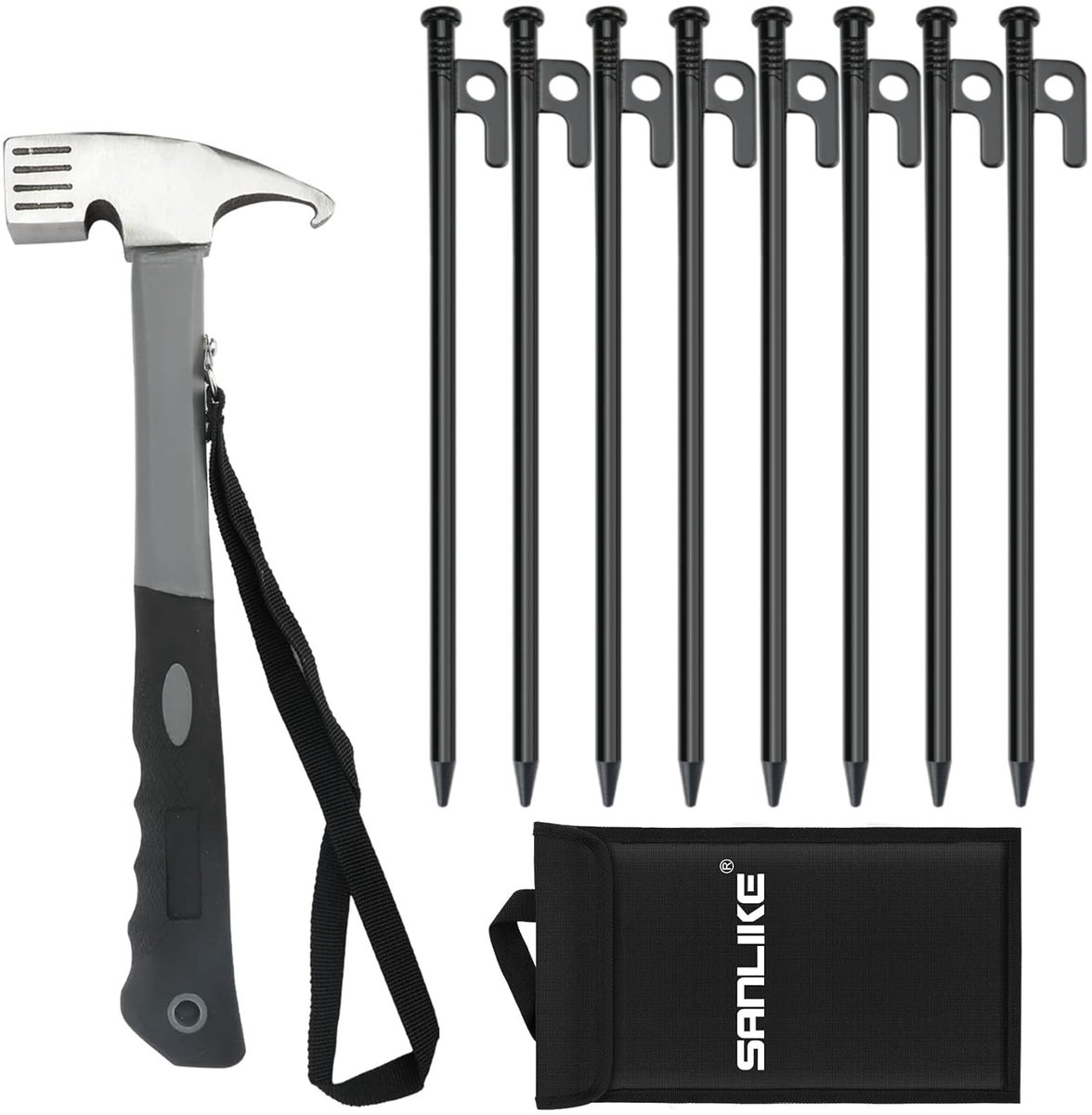 Solidchoice - Set van 10 Stalen Tentpinnen met Hamer