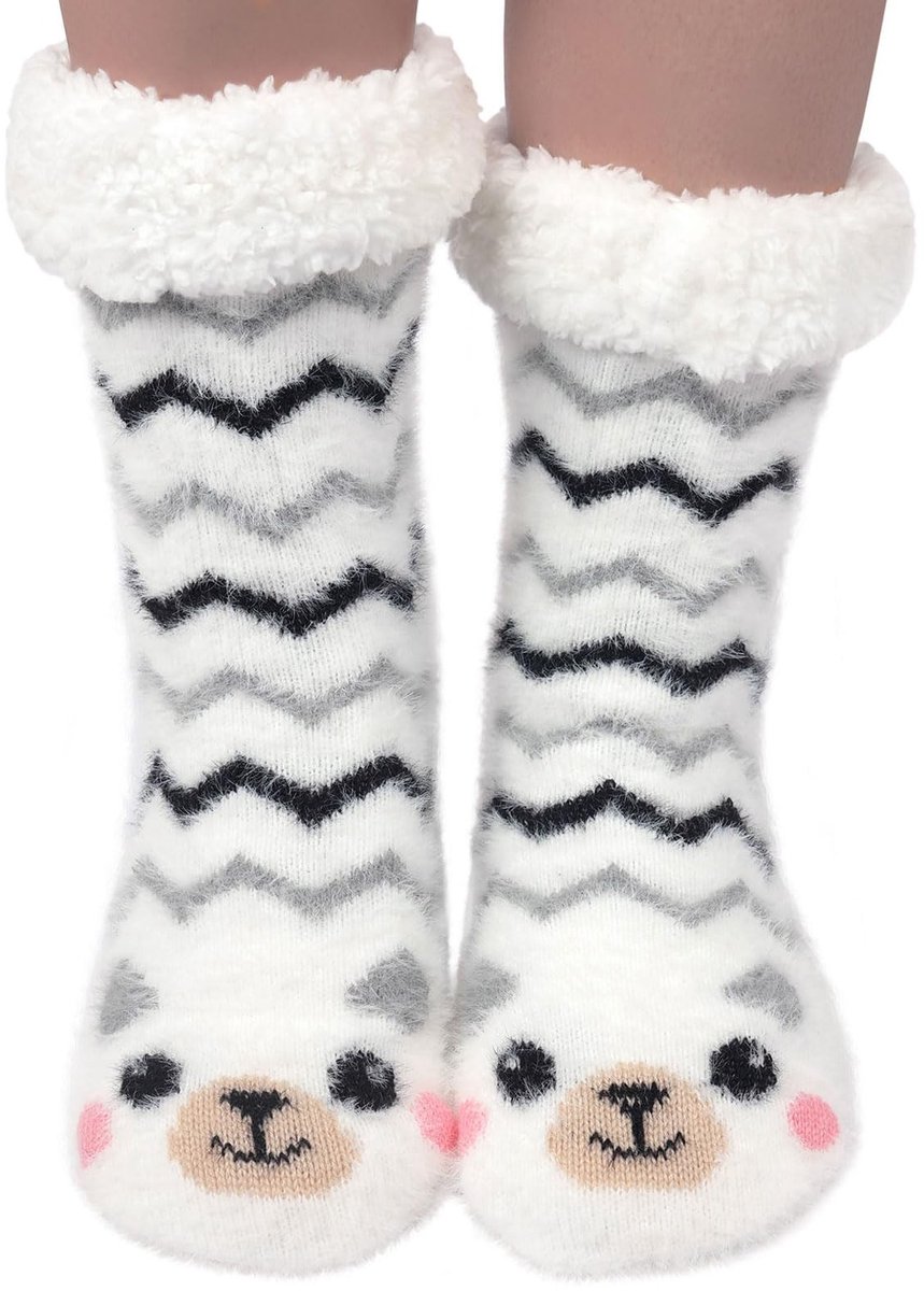 Solidchoice - Fluffy Slippersokken voor Dames met Antislip Grip