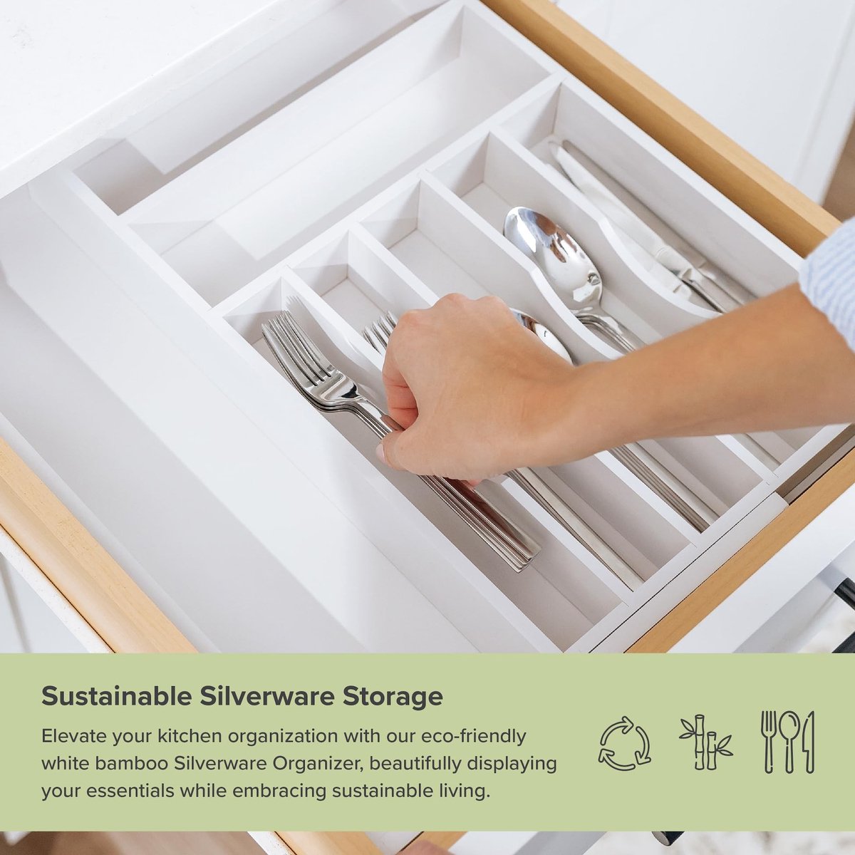Solidchoice - Premium Bestekorganizer voor Smalle Keukenlades, Uitschuifbaar