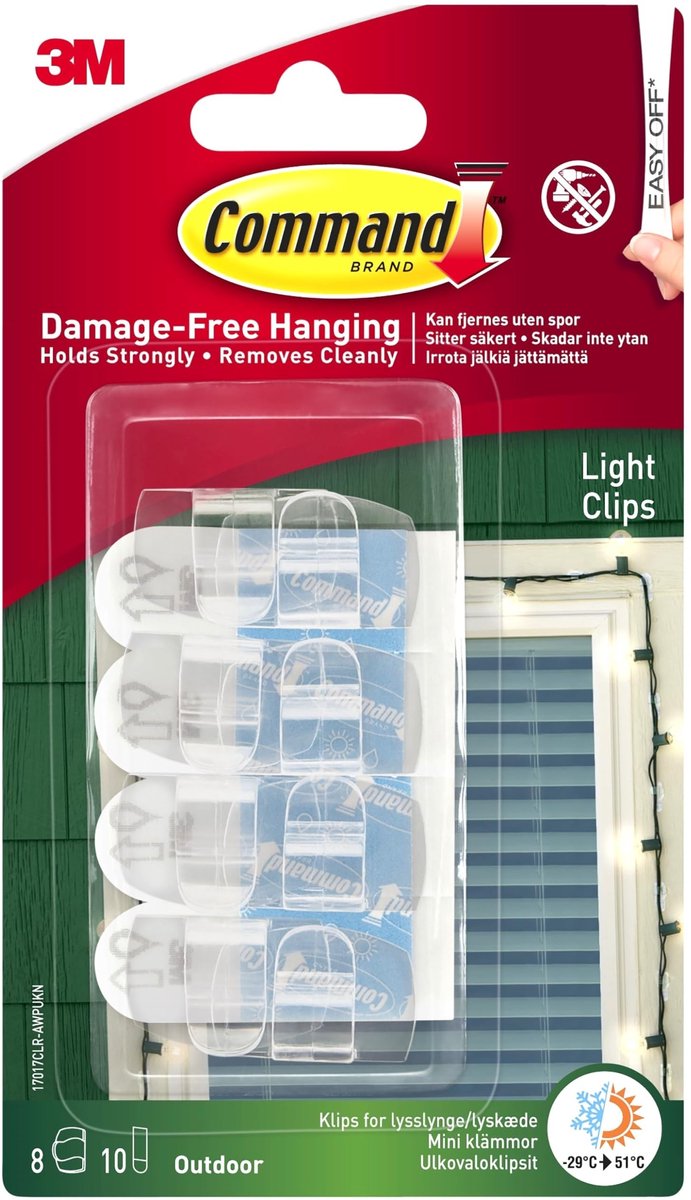 Solidchoice - Transparante Buitenlicht Clips met Plakstrips, Set van 8