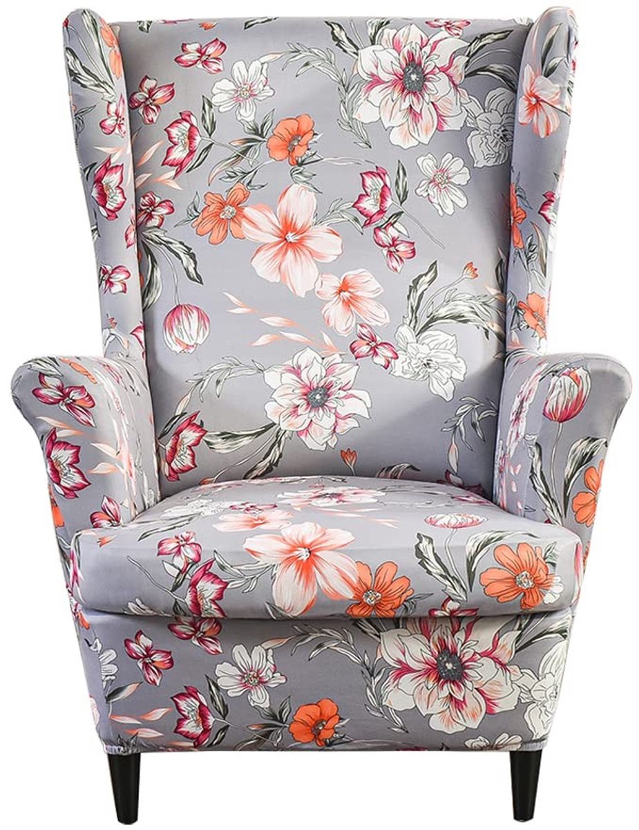 Solidchoice - Wingback Stoelbekleding, 2 Stukken, Gedrukt