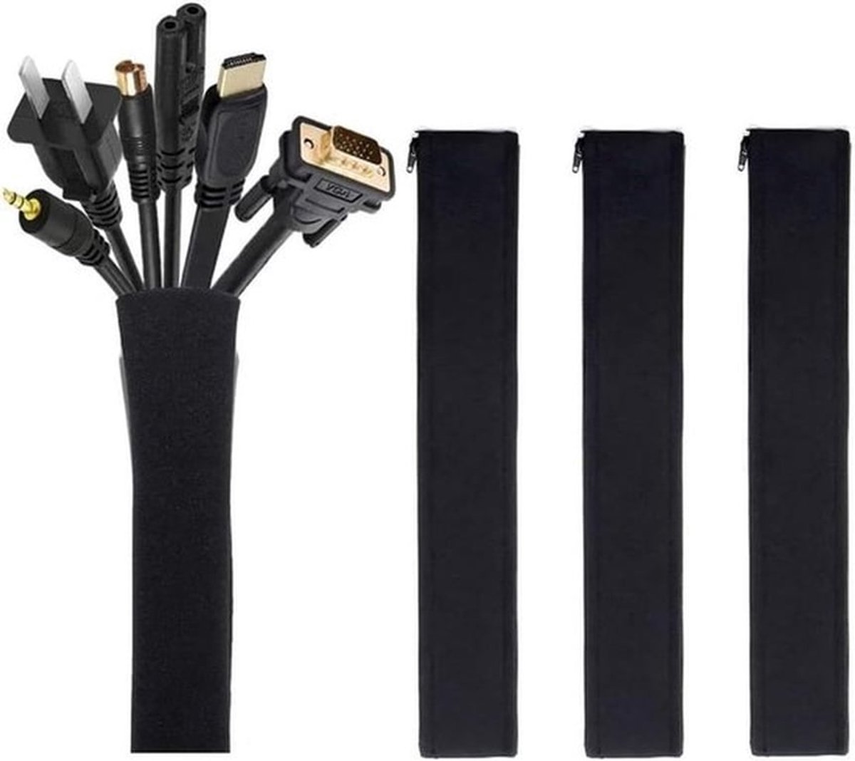 - Kabelgeleidingshulzen - Kabelorganisator - Ritssluiting - TV Computer Office - Zwart - 4 stuks - 20 inch - Geschikt voor Home Entertainment