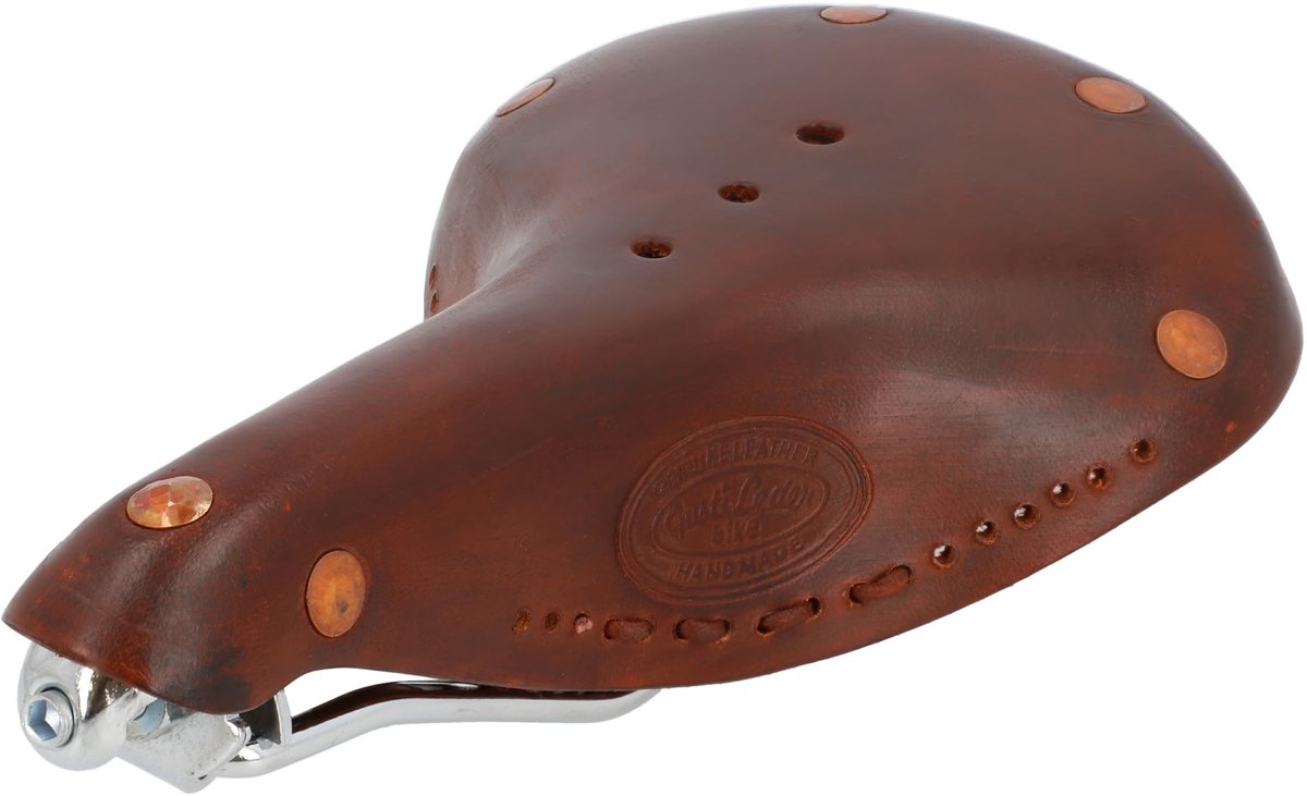 Solidchoice - Vintage Lederen Fietszadel met Vering voor Stadsfietsen