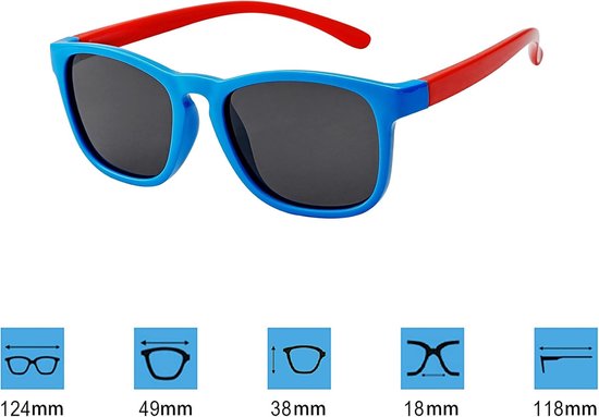 Kinder Zonnebril - Zonnebril Kinderen - Oogbescherming Buiten - Flexibel Rubber Materiaal - 49mm Lens Breedte van Kinder — afbeelding 5