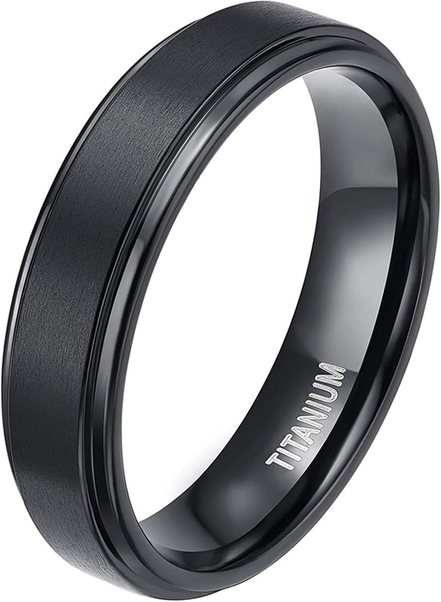Ring, heren, dames, titanium, verlovingsringen, trouwringen, zwart geborsteld, 4 mm, 6 mm, 8 mm