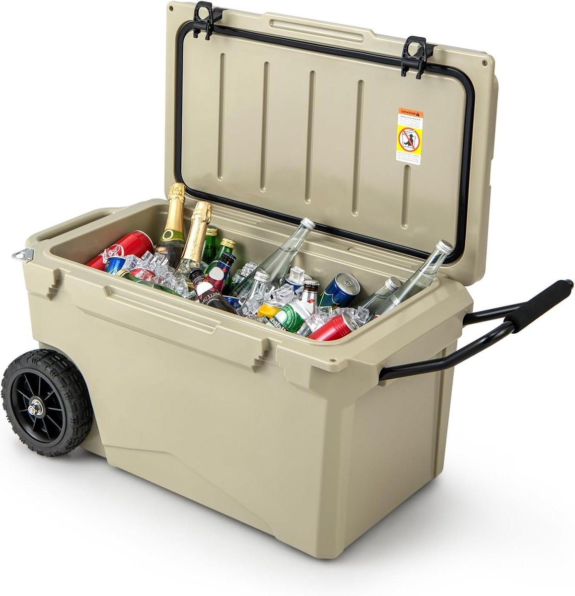 Koelbox op wielen - Thermobox draagbaar - Outdoor evenementen - 7 dagen koel - 71 liter inhoud - Kaki