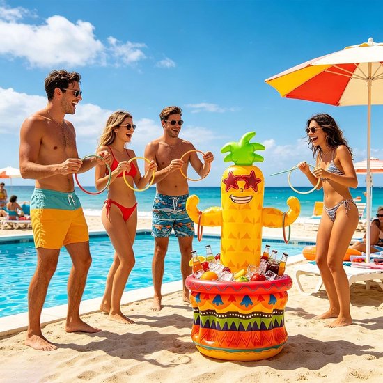 Opblaasbare Ananas Koeler - Feest Koelbox - Drankjes Koel Houden - Dubbel Ontwerp - 122 cm - Geel — afbeelding 5