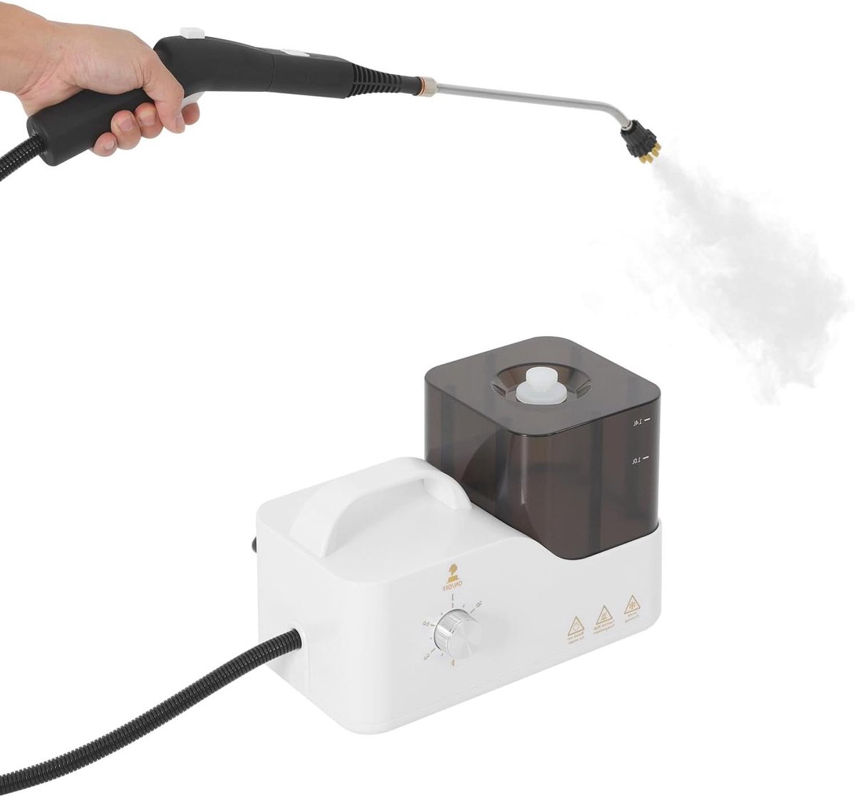 Stoomreiniger Handapparaat - Hoge Temperatuur Reiniger - Grondig Reinigen - Zelfvergrendelende Knop - 14 Liter Reservoir - Wit Zwart