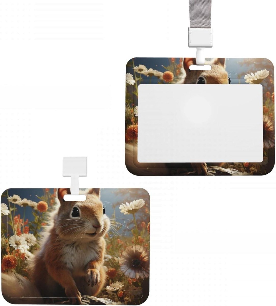 Glijdende ID-badgehouder - Badge beschermer Kaarthoes - Werk Organisatie - Schuifontwerp - 10.2L x 7.6W cm - Eekhoorn in de weide