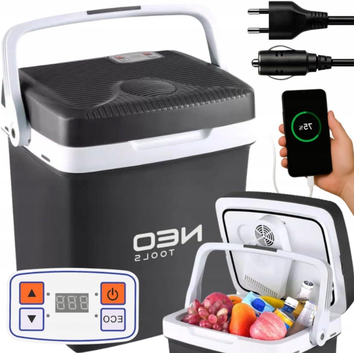 Reiskoelbox 2-in-1 - Verwarmen koelen - Auto reizen - Eco modus - 26 liter - Zwart