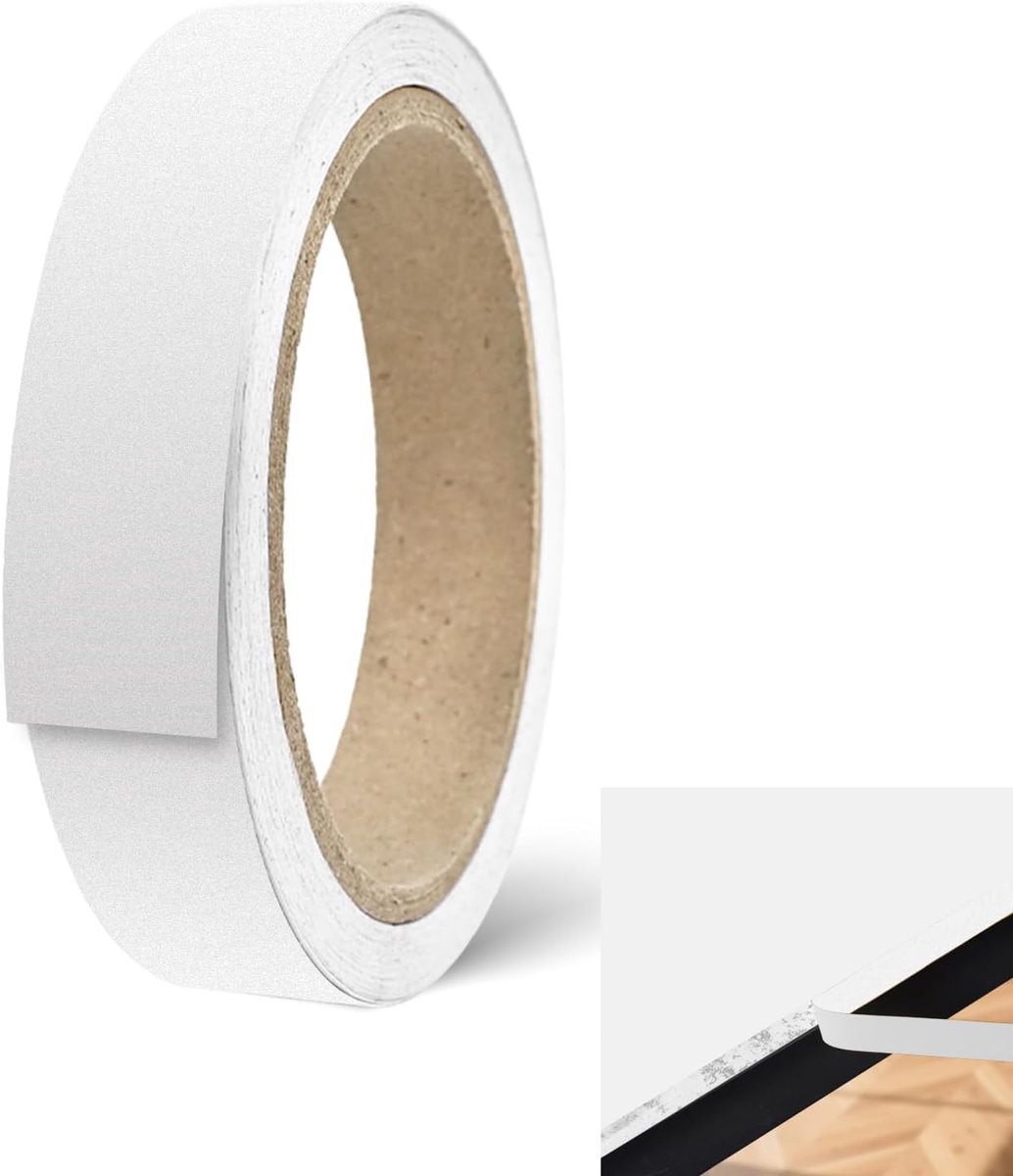 witte hoogglanzende randtape, 20mm x 10m, meubelrandband voor keukenkasten, kasten & moderne interieurs, plak-en-klaar