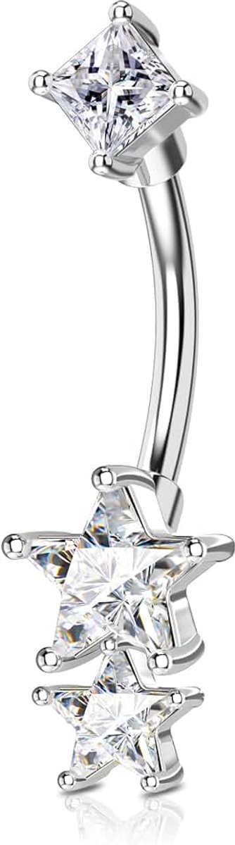 Rook Minimalistische ster Zilver Wenkbrauw Piercing Sieraden 16G Roestvrij Staal 316L Daith Barbell CZ Transparant Wenkbrauwstang Rook voor Vrouwen 6 8 mm