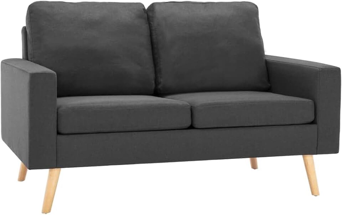 2-zitsbank, donkergrijze stof, woonkamerbank, kantoorbank, slaapkamerbank, loungebank voor woonkamer, slaapkamer, logeerkamer