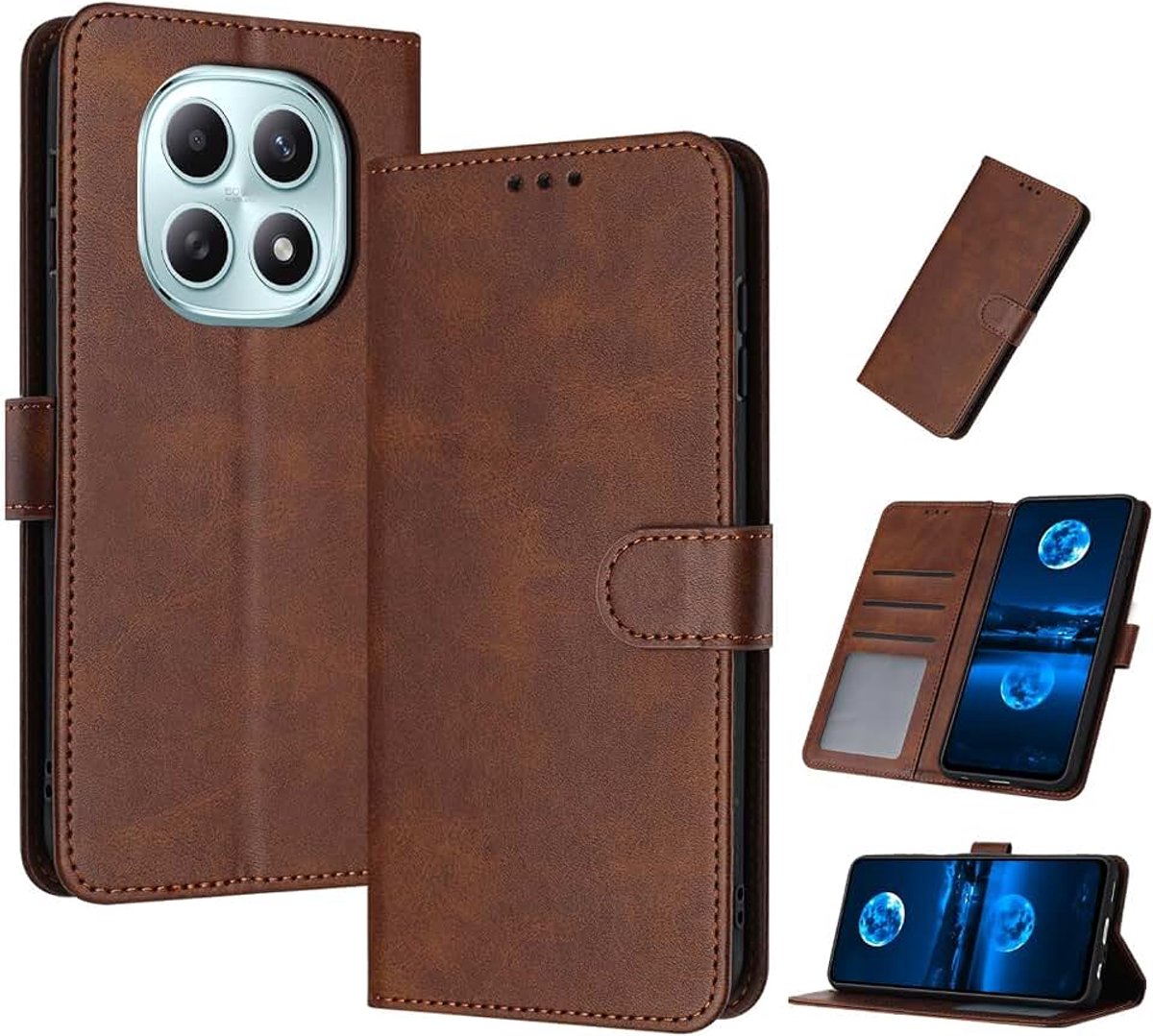 Hoes voor Xiaomi Redmi Note 15 5G 4G / Poco M8 5G | PU-Leren Portemonneehoes, Standaardfunctie, 3 Kaartsleuven, Magnetische Sluiting, Schokbestendige Case, Brown