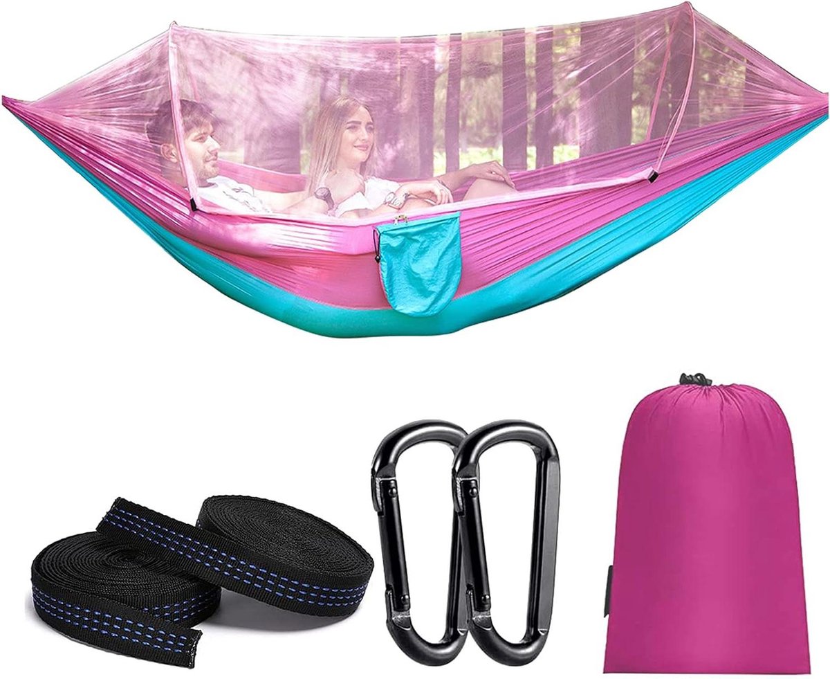 Kampeerhangmat met Klamboe - Outdoor Hangmat Reis Hangmat - Ontspannen in de Natuur - Dubbele Laag Ontwerp - 260x140 cm
