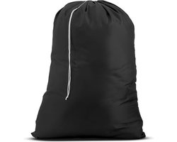 Nylon XL waszak, grote inhoud met afsluitbaar trekkoord, machinewasbaar, past in wasmand of kledingmand, geschikt voor twee ladingen kleding (zwart, 30" x 40")
