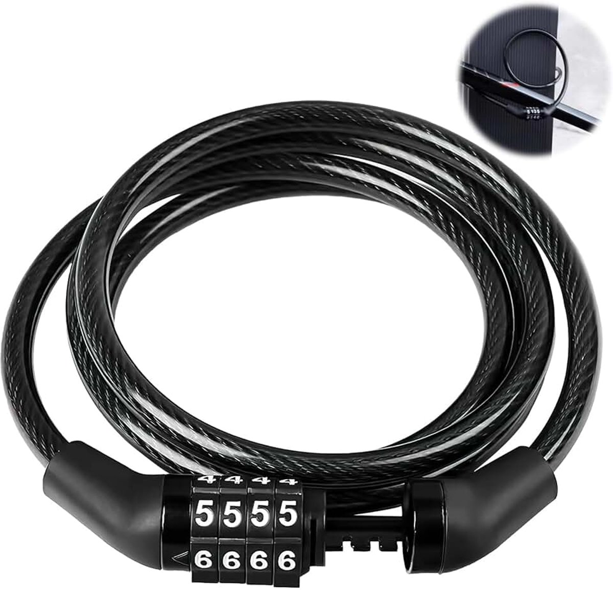 Codeslot voor fiets, draagbaar slot voor mountainbike, elektrische scooter, fiets, aanhangwagen, hoge snijbestendigheid, maximale diefstalbeveiliging