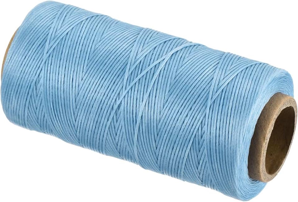 Gewaxte draad, 197 yard 1 mm 210D platte waxdraad polyester gewaxte draad voor leer naaien handgeweven boekbinding huisdecoratie, lichtblauw