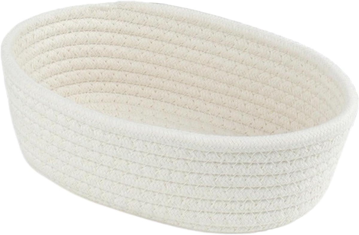 Handgemaakte Opbergmand - Decoratieve Bak - Organiseren van Spullen - Zorgvuldig Geweven - 30 x 17 x 9 cm - Beige