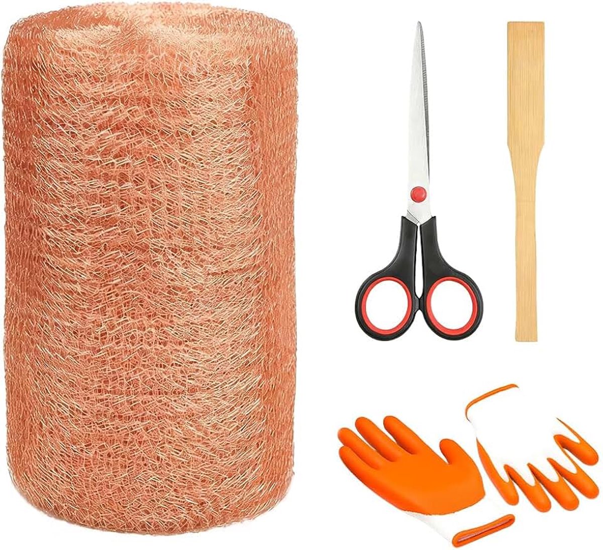 Draad, 12,7 cm x 6 m, koperdraad tegen slakken, verhoogde slakken, koper, 100% koperdraad, koperwol met schaar en handschoenen