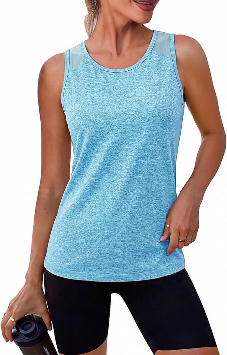 Vrouwen Mouwloos Ronde Hals Lichtgewicht Rekbaar Mesh Ademend Sportkleding UPF 50+ Running Workout Vest Uv-bescherming Gymwear Activewear voor Yoga Gym Training
