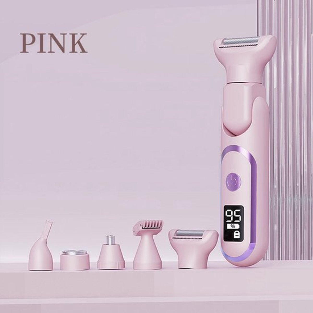 Roze digitaal display TYPE-C multifunctioneel apparaat voor ontharing voor vrouwen, elektrisch scheerapparaat voor oksels, intieme wenkbrauwtrimmer