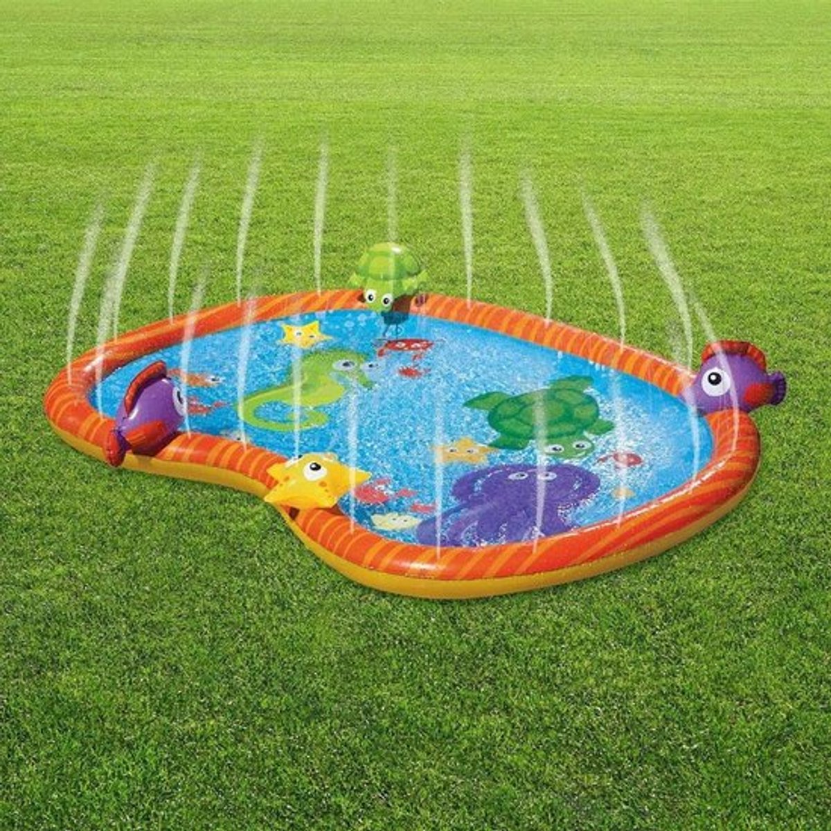 - Sproeikussen - Waterspeelmat - Opblaasbaar waterplezier - Buitenactiviteiten - Kinderspeelgoed - Tuinvermaak - Geschikt voor 14 maanden