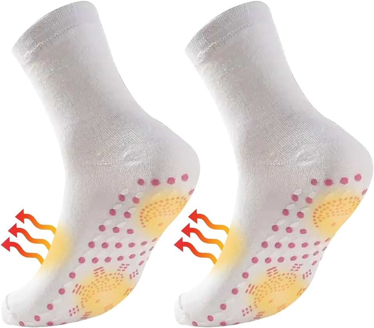 Verwarmde Sokken - Zelf verwarmend - Antislip - Massage Sokken - Skisokken - One Size - Wit - Wintersokken - Cadeau