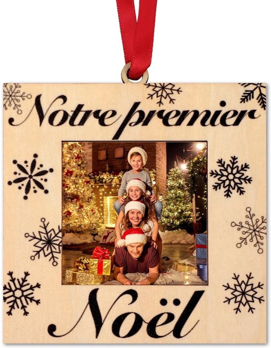 - Eerste Kerst Fotolijst - Houten Foto Frame - Perfecte Kerstdecoratie - Uniek Ontwerp - Voor Koppel - Sfeervolle Versiering - 30x20 cm