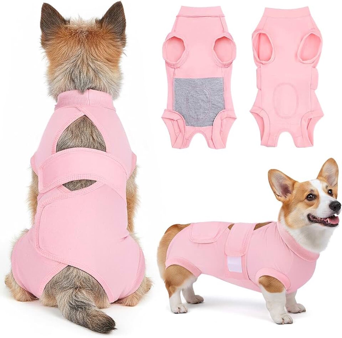 Postoperatieve body voor honden, ademend, verstelbaar, sterilisatie voor mannelijke honden, lekvrije body voor na een operatie, castratie, voor kleine, middelgrote en grote