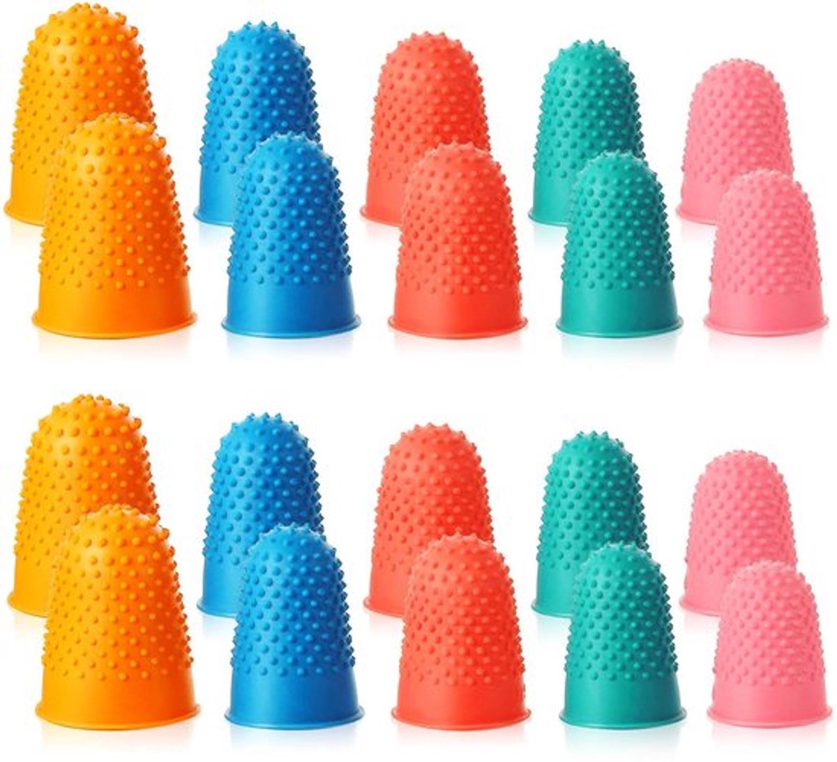 - Rubberen Vingertoppen - Geld Tellen en Sorteerwerk - Herbruikbare Bescherming - Blauw Oranje Groen Rood Roze - Verschillende Maten - Geschikt