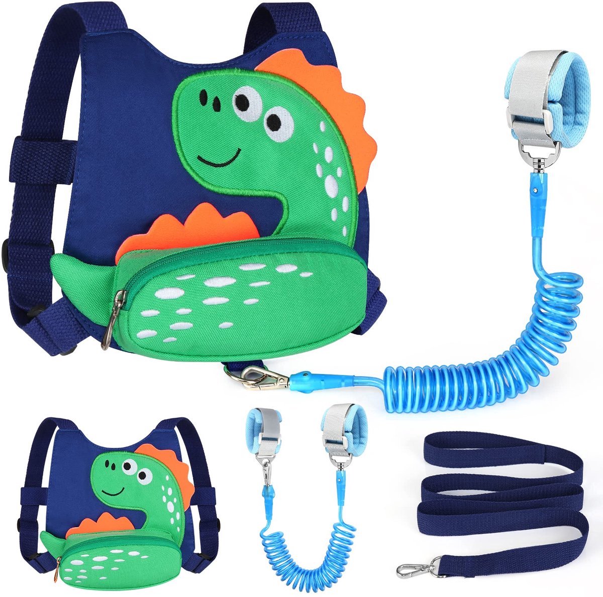 Casalora Dino Kindertuigje – 3-in-1 met Looplijn en Polstuigje – Verstelbaar – Groen