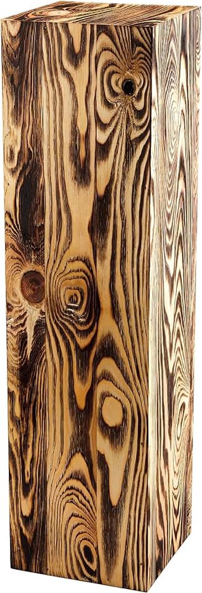 Zuil, Rustieke decoratieve zuil, Boomstamdecoratie, Vloerlantaarnstandaard, Houten plantenstandaard, Stevig en duurzaam, Geoliede grenen, 75x20x20 cm