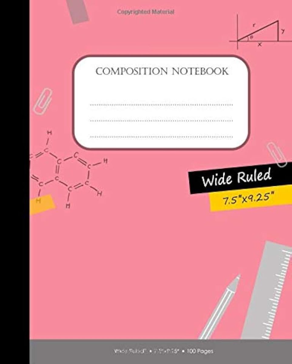 Composition notebook: Composition notebook 7.5"x9.25" size, 100 Pages, ruled, lined – for writing, Sketching, Journal (cover 2)