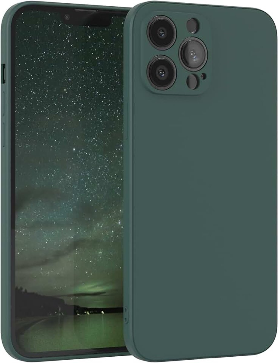 - Silicone Case voor iPhone 13 Pro Max Zacht Schokbestendig Mobiel Telefoon Hoesje Beschermend Geval met Camera Bescherming Dun Premium Bescherming Cover TPU Telefoon Bumper in Nachtgroen