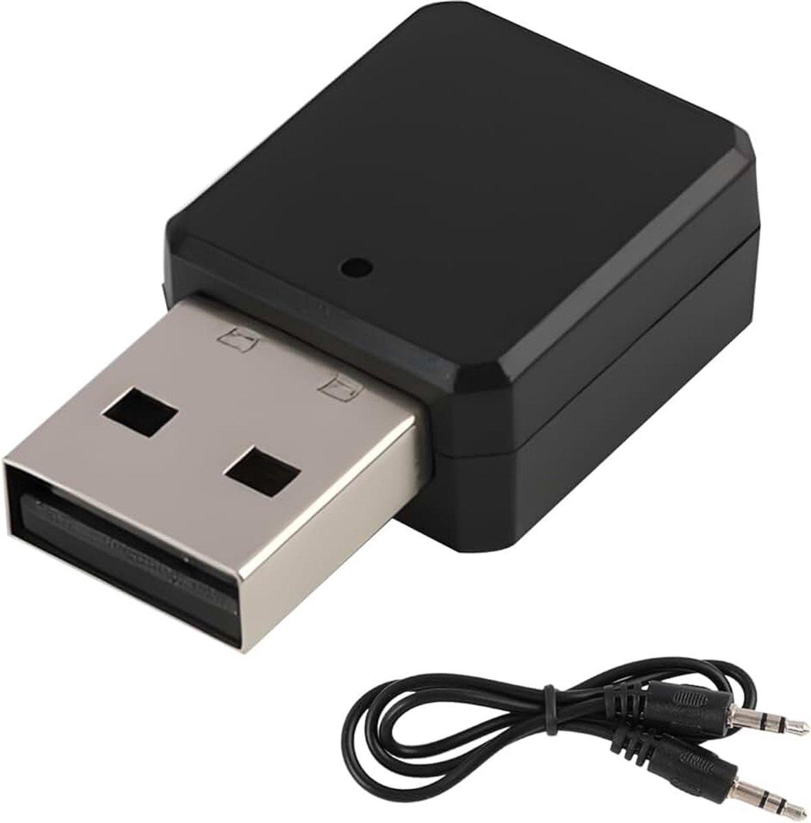 Bluetooth Adapter 5.1 ontvanger voor muziek en handsfree bellen, Bluetooth USB Adapter autoradio met AUX-kabel, plug-and-play met ingebouwde microfoon, universeel compatibel voor auto, pc, tv